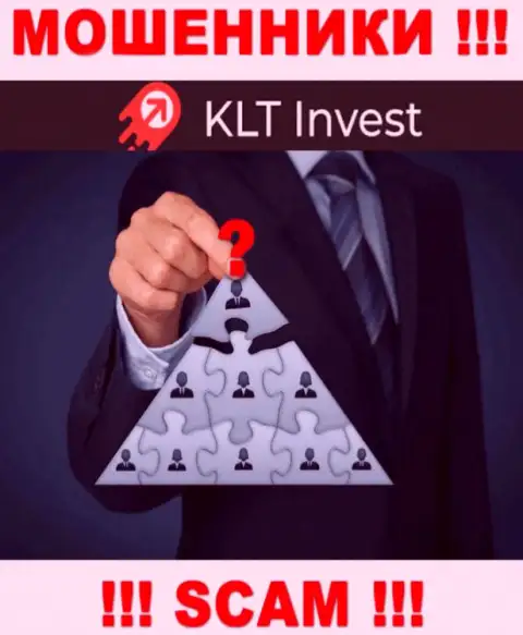 Нет ни малейшей возможности узнать, кто является прямыми руководителями организации KLT Invest - это стопроцентно мошенники