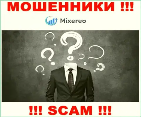 Информации о лицах, которые управляют Mixereo в глобальной сети интернет разыскать не получилось