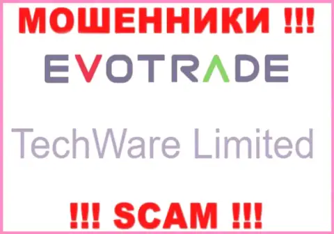 Юридическим лицом Ево Трейд является - TechWare Limited