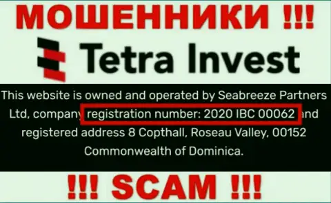 Номер регистрации жуликов Tetra Invest, с которыми довольно опасно совместно работать - 2020 IBC 00062
