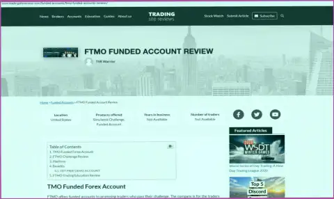 Обзор FTMO, который взят на одном из сайтов-отзовиков