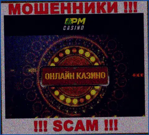 Вид деятельности шулеров PM Casino - это Казино, однако помните это обман !