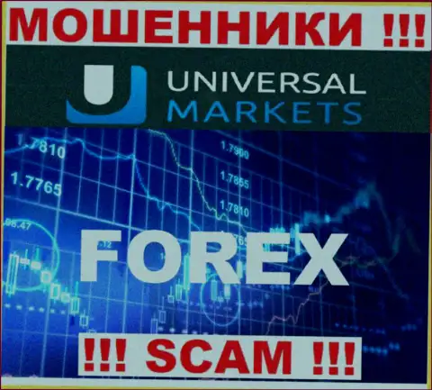 Не надо сотрудничать с мошенниками Universal Markets, род деятельности которых Forex