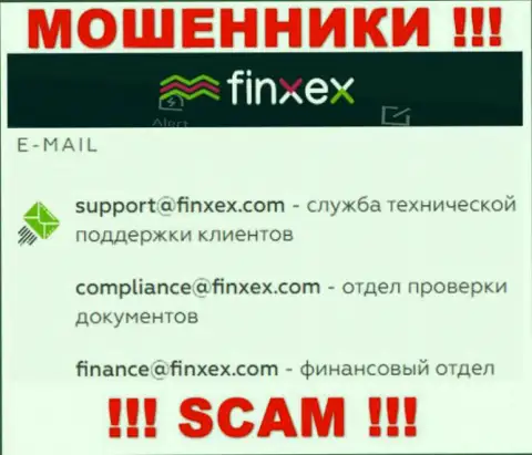 В разделе контактной информации интернет мошенников Finxex, указан вот этот адрес электронного ящика для обратной связи с ними