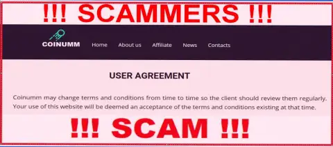 Coinumm OÜ Scammers can change their client agreement at any time