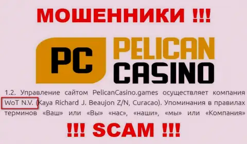 Юридическое лицо компании PelicanCasino Games - это ВоТ Н.В.