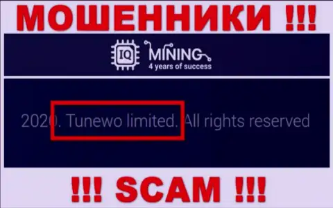 Мошенники IQ Mining сообщают, что Tunewo Limited владеет их разводняком