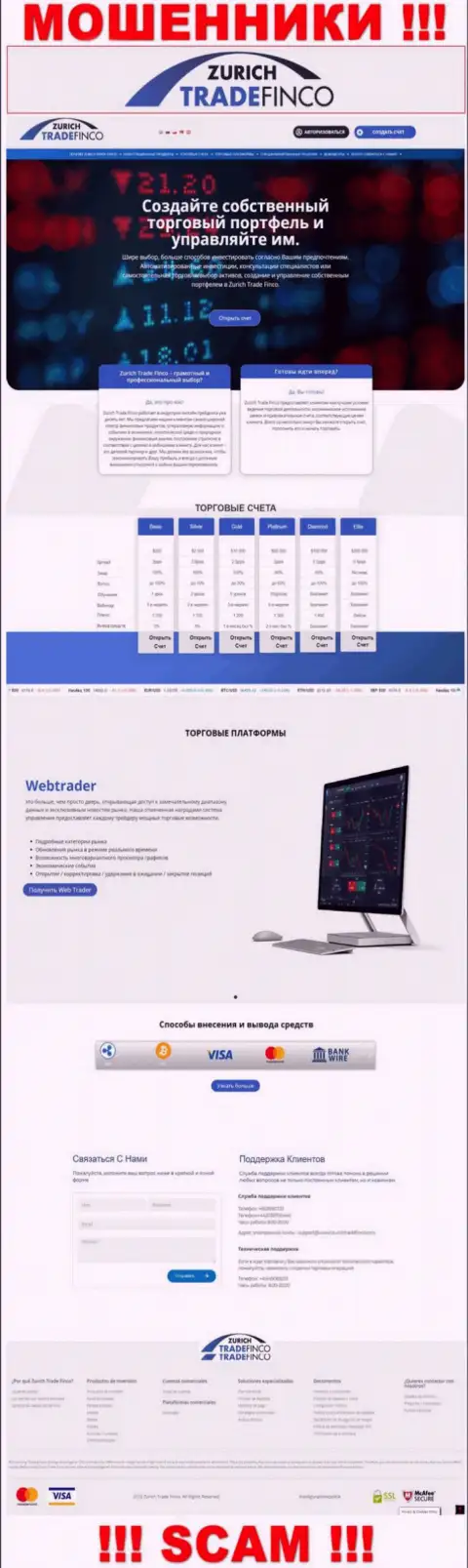 ZurichTradeFinco Com - это официальный web-портал мошенников Zurich Trade Finco