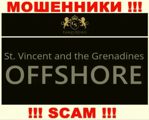 Оффшорная регистрация GoldenStanley на территории St. Vincent and the Grenadines, способствует грабить доверчивых людей