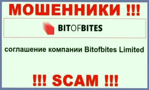 Юридическим лицом, владеющим мошенниками Bitofbites Limited, является Bitofbites Limited