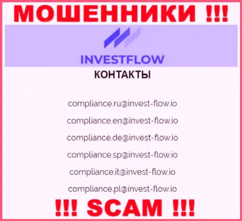 Установить контакт с мошенниками ИнвестФлоу сможете по представленному е-майл (информация взята была с их веб-сервиса)