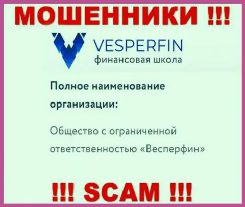 Инфа про юридическое лицо мошенников ВесперФин Ком - ООО Весперфин, не обезопасит Вас от их лап