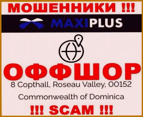 Нереально забрать вложенные деньги у Maxi Plus - они осели в оффшоре по адресу - 8 Коптхолл, Розо Валлей, 00152 Содружество Доминики