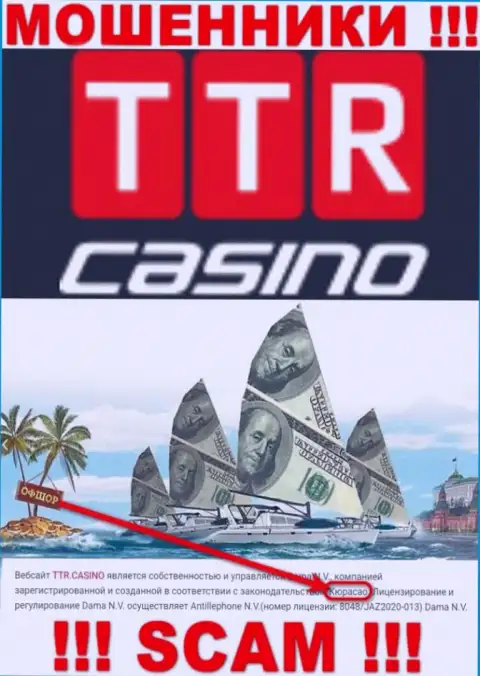 Кюрасао - юридическое место регистрации компании TTR Casino