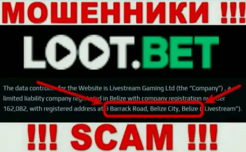 С компанией Loot Bet слишком рискованно сотрудничать, потому что их официальный адрес в оффшоре - 9 Barrack Road, Belize City, Belize