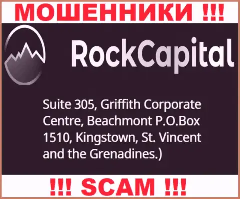 За лишение денег доверчивых клиентов мошенникам РокКапитал точно ничего не будет, т.к. они осели в оффшоре: Suite 305 Griffith Corporate Centre, Kingstown, P.O. Box 1510 Beachmout Kingstown, St. Vincent and the Grenadines