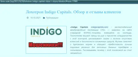 Обзор Indigo Capitals, реальные факты лишения денег