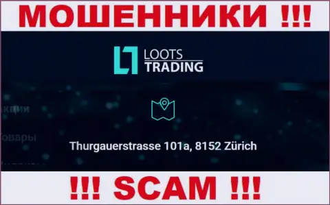 Loots Trading - это обычные мошенники ! Не намерены предоставлять реальный адрес регистрации компании