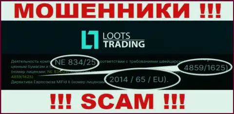 Не работайте совместно с Loots Trading, даже зная их лицензию на осуществление деятельности, предоставленную на ресурсе, Вы не сумеете уберечь собственные финансовые активы