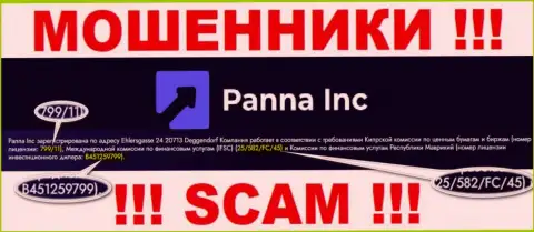 Мошенники Panna Inc бессовестно оставляют без денег клиентов, хоть и представили свою лицензию на web-ресурсе