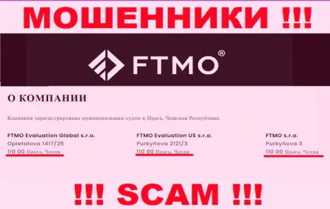 FTMO s.r.o. - это типичный развод, официальный адрес организации - фиктивный