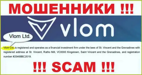 Юридическое лицо, которое управляет internet-мошенниками Vlom - Влом Лтд