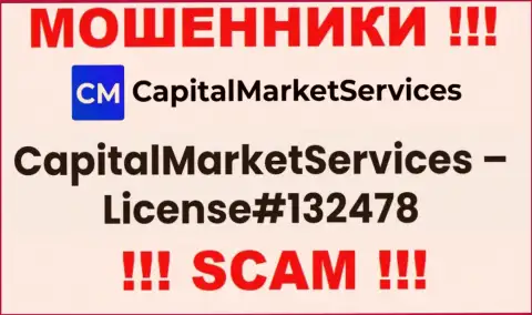 Лицензия на осуществление деятельности, которую мошенники CapitalMarket Services показали у себя на интернет-портале