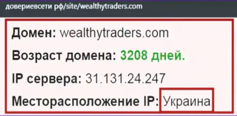 Украинское место регистрации ДЦ Wealthy Traders, согласно справочной информации интернет источника довериевсети рф